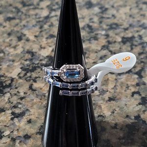 Bomb Party RBP6473 "Love and Be Loved" Dark Blue Spinel Rhodium Sz 6